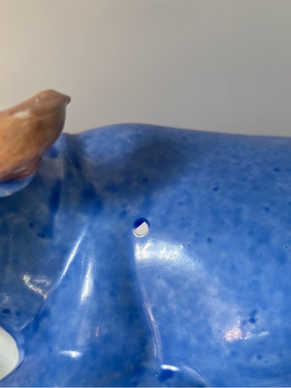 Rare Vintage Ceramic Blue Chinese Water Buffalo Ox Lidded Casserole Dish Tureen - Picture 14 of 14
